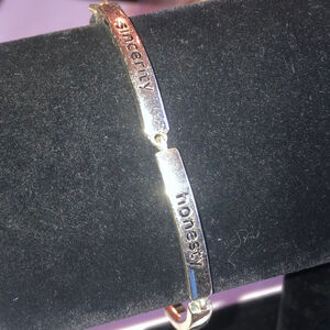 Silver Tone Bracelet with Engraved Words